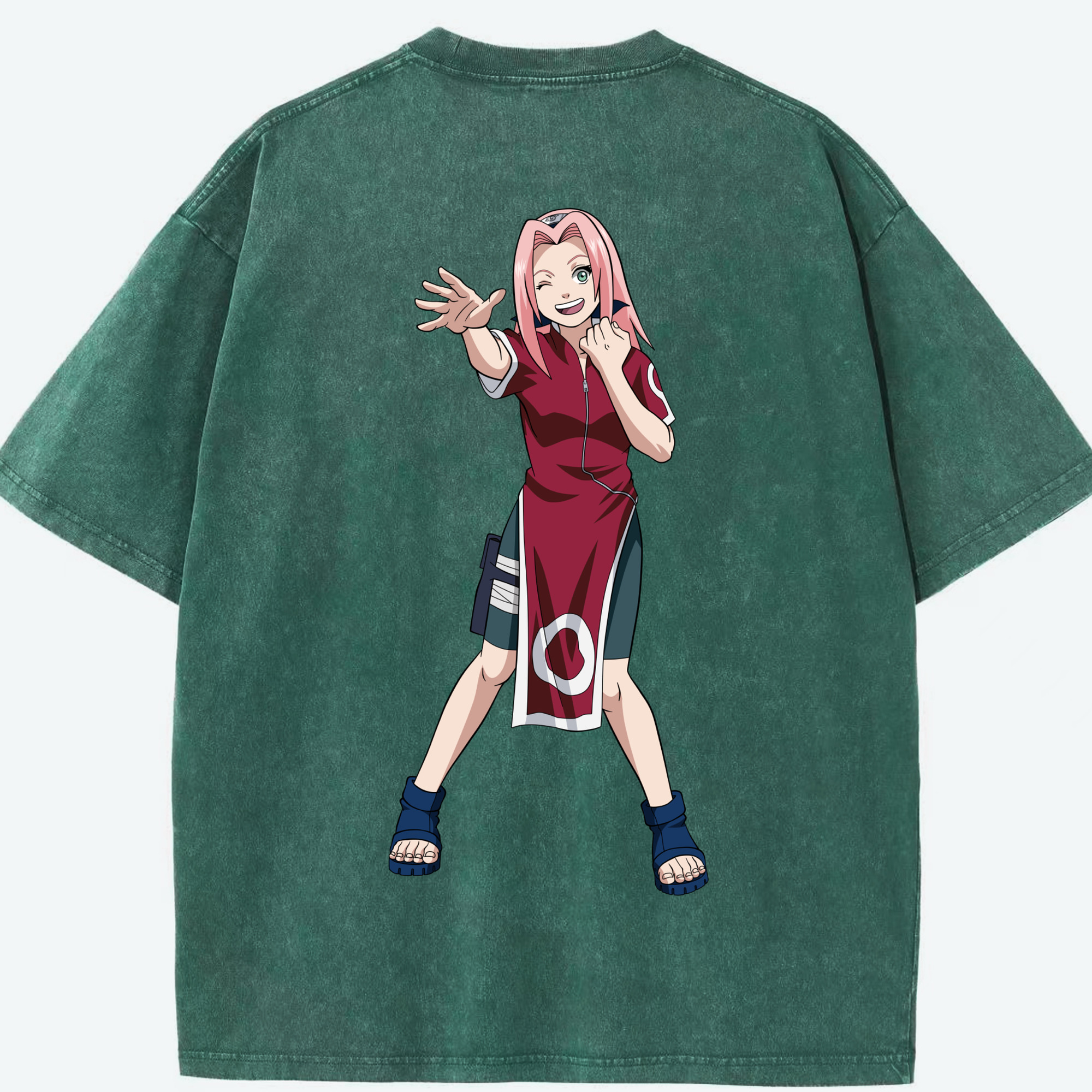 （画像用） NARUTO -ナルト- 春野サクラ Haruno Sakura 綿100% ヴィンテージ風 半袖Tシャツ（背面プリント）